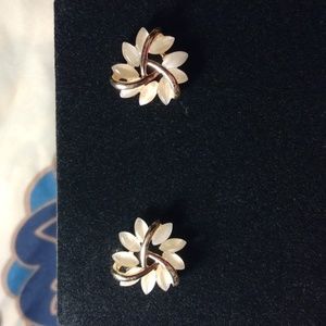 Opal & Gold Flower Studs